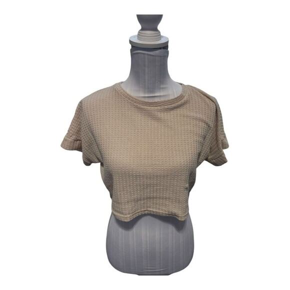 SHEIN Cream Waffle knit Crop top Size M - Picture 1 of 3